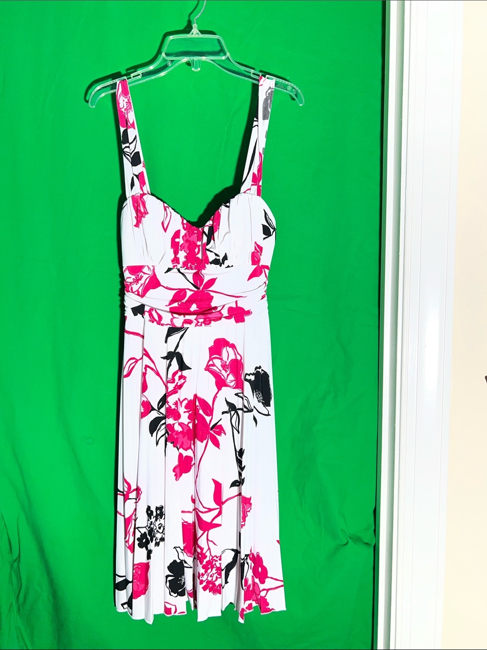Speechless White Dress with Fuchsia Floral and Black Accents